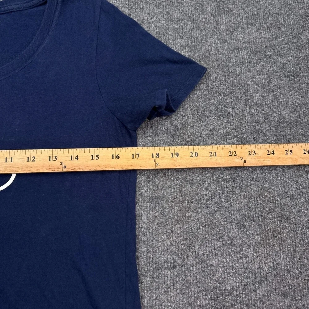 Nike Tee Shirt Top Womens Size Medium Navy Blue Athletic Cut Big Logo Athleisure